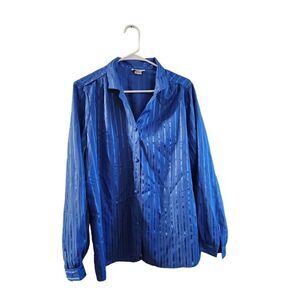 Jani size 18 button up long sleeve blouse blue